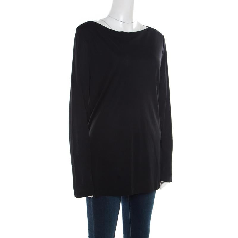 Loewe Black Crepe Knit Bateau Neck Tunic Top L In Good Condition In Dubai, Al Qouz 2