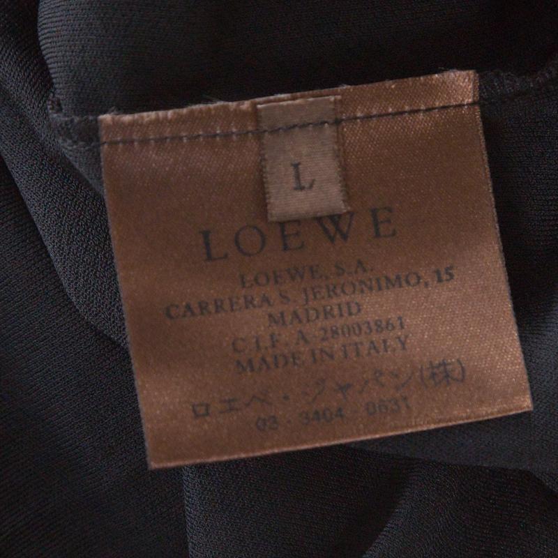Loewe Black Crepe Knit Bateau Neck Tunic Top L 1