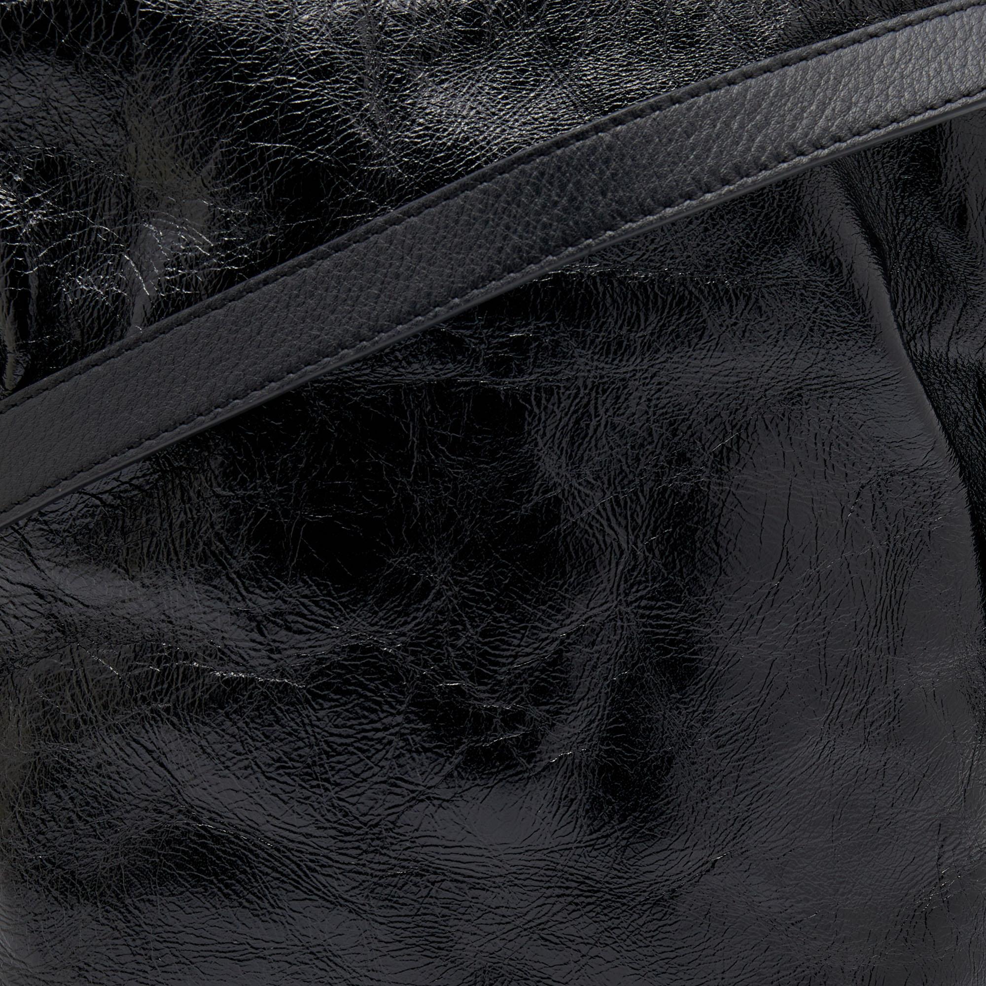 Loewe Black Crinkled Glossed Leather Flamenco Knot Shoulder Bag 5