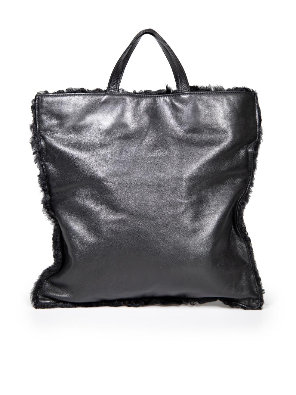 Loewe Black Fur Panel Tote Bag In Good Condition For Sale In London, GB