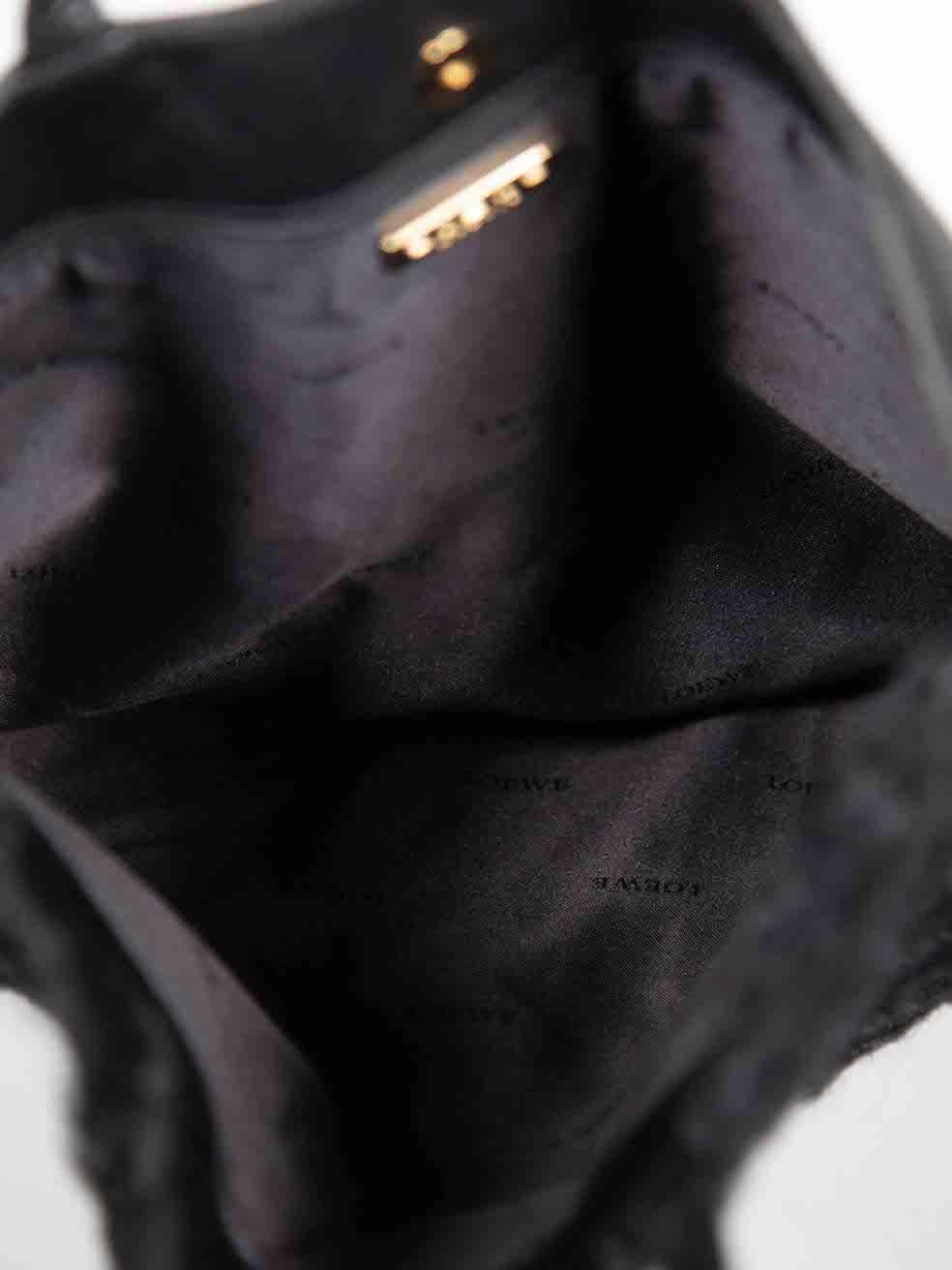 Loewe Black Fur Panel Tote Bag For Sale 1