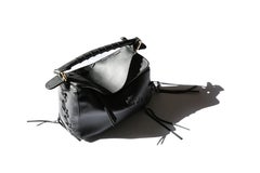 Loewe black laced puzzle patent leather slouch shoulder top handle small bag