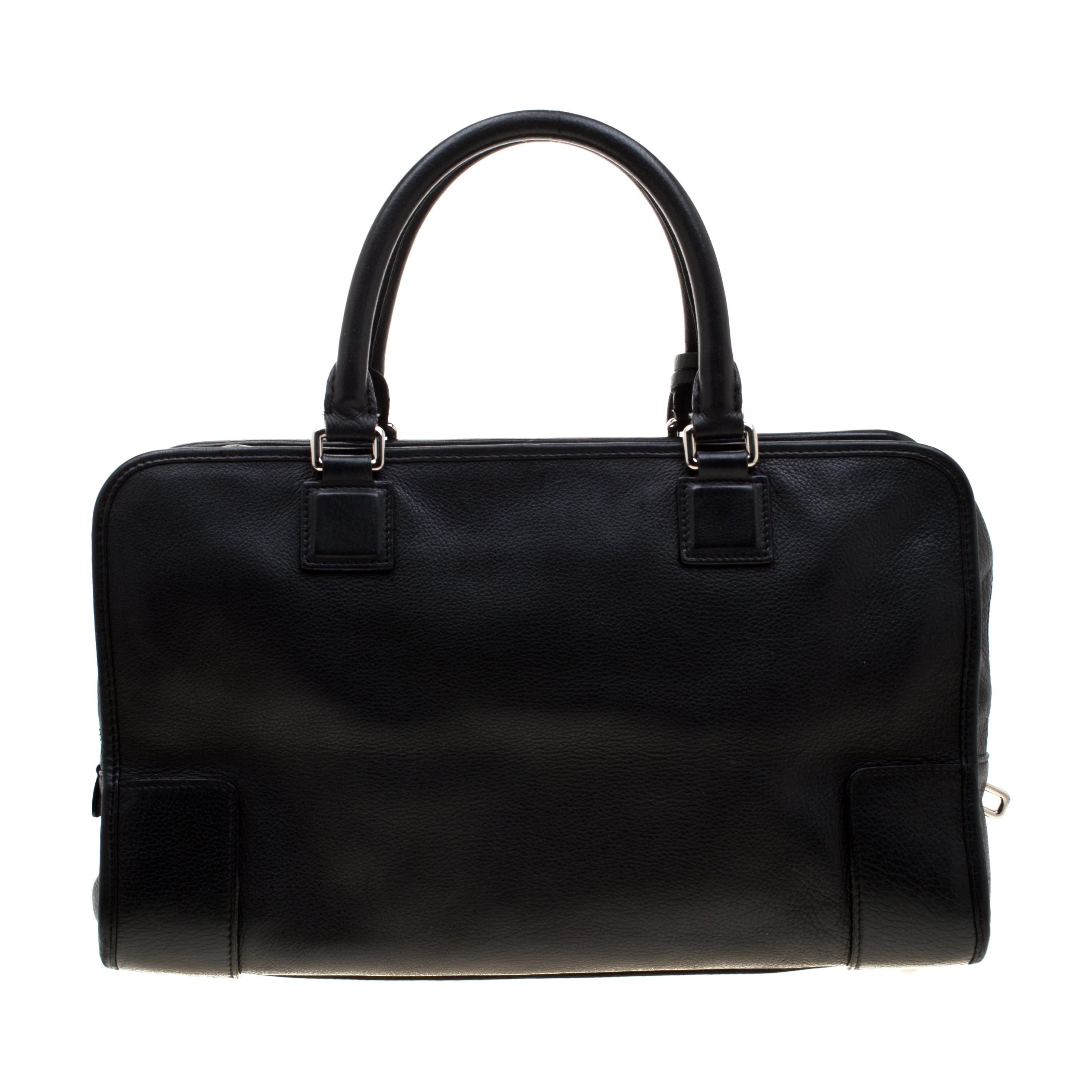 Loewe Black Leather Amazona Satchel Bag
