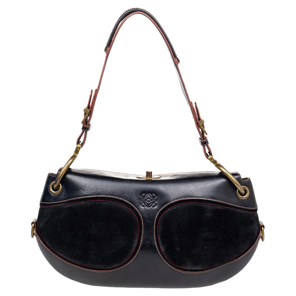 Loewe Black Leather And Suede Shoulder Bag 3