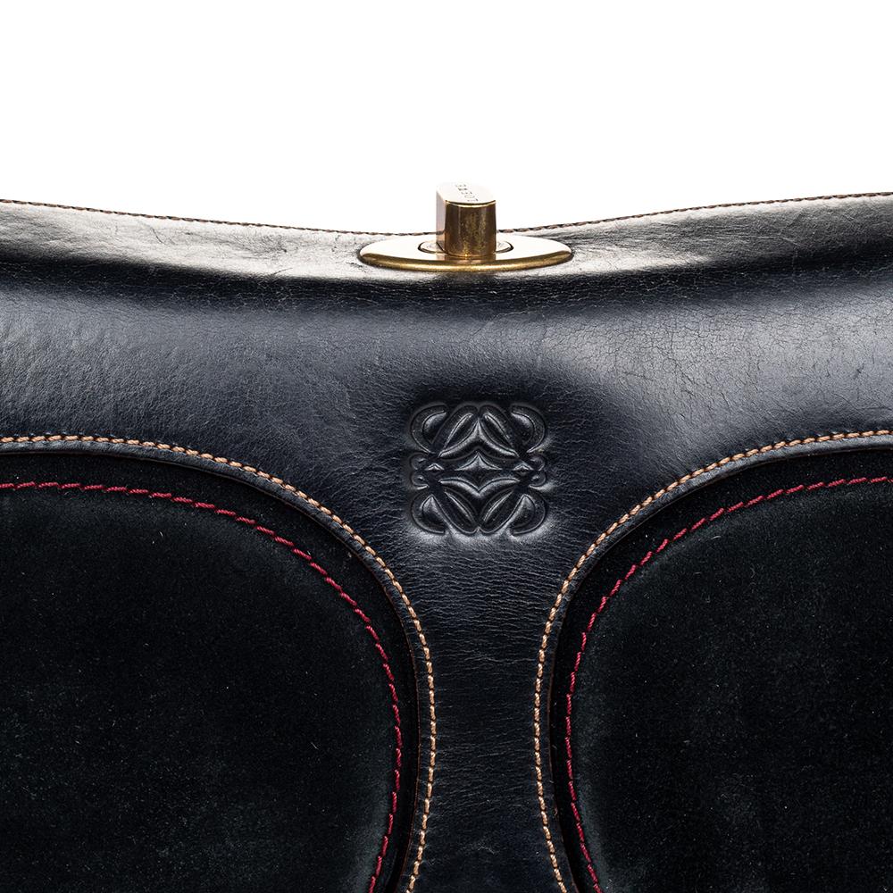 Loewe Black Leather And Suede Shoulder Bag 1