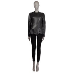 LOEWE black leather BAND COLLAR ZIP Jacket 42 M