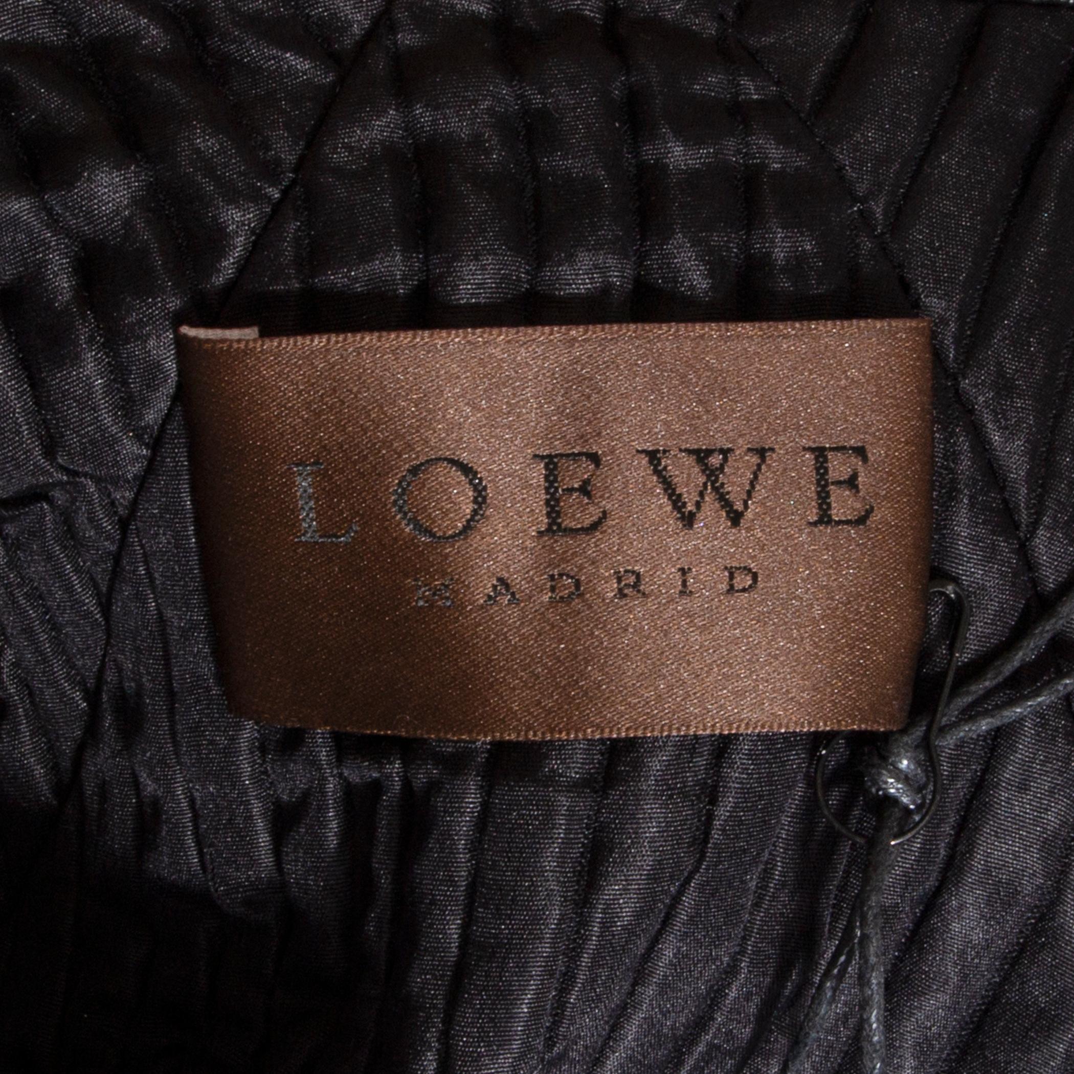 LOEWE black leather BAND COLLAR ZIP Jacket 42 M 2