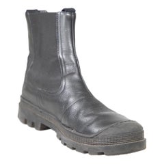 Loewe Black Leather Chelsea Round Toe Boots Size IT 37