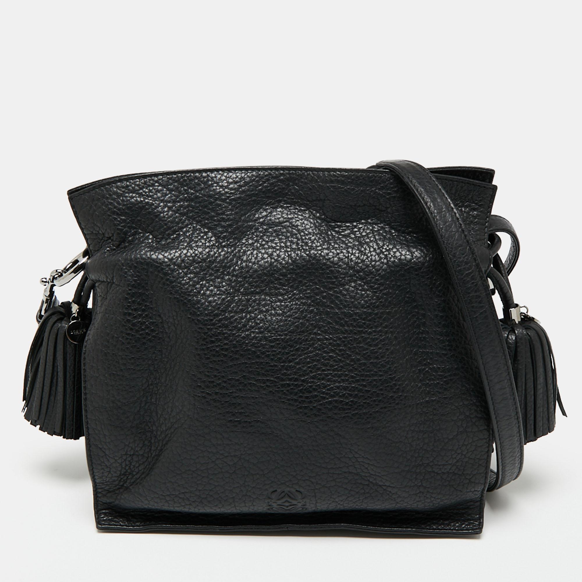 Loewe Black Leather Flamenco Crossbody Bag 1