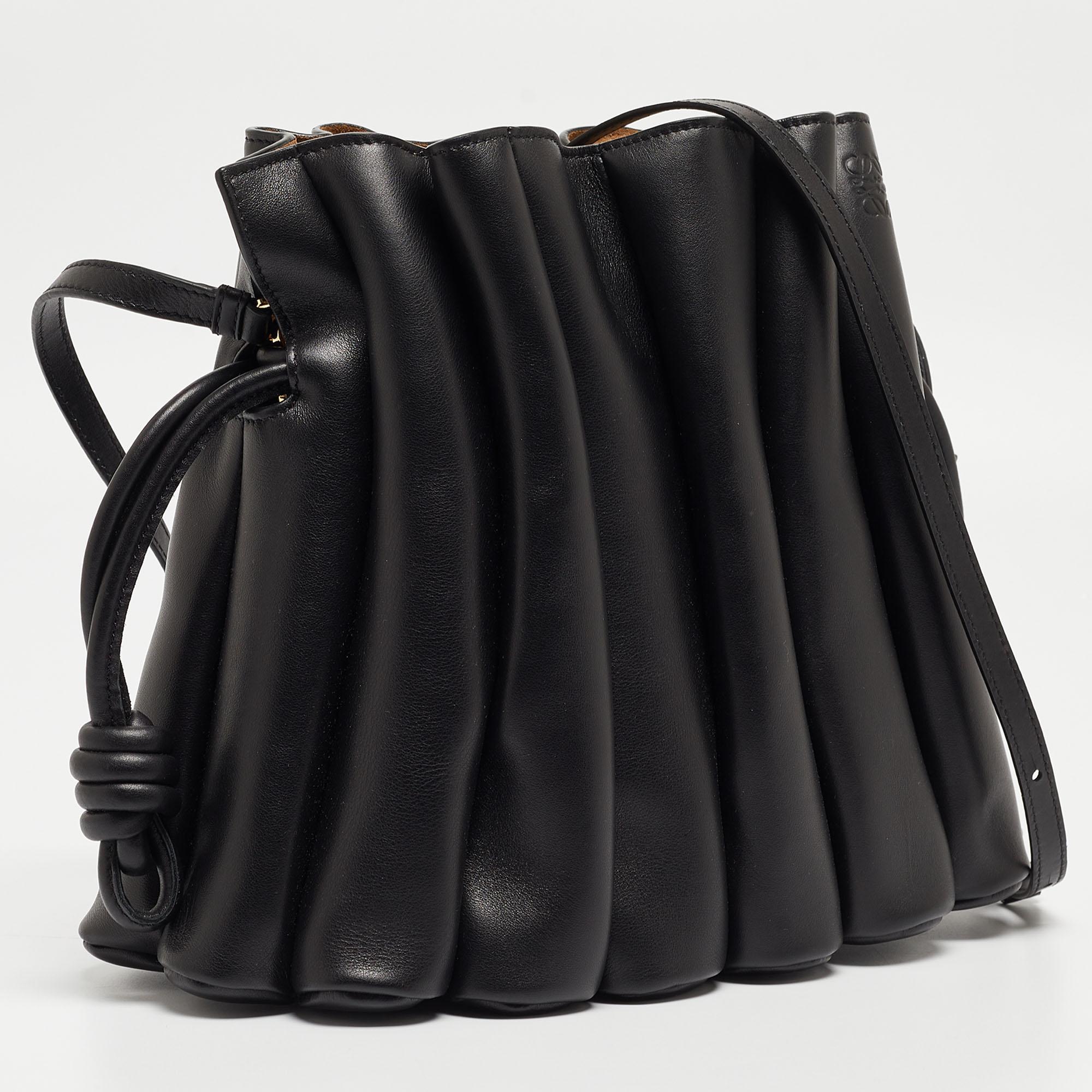 Loewe Black Leather Flamenco Knot Shoulder Bag 7