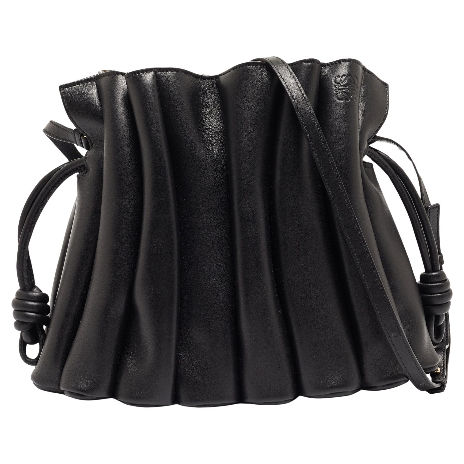 Loewe Black Leather Flamenco Knot Shoulder Bag