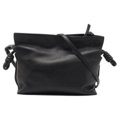 Used Loewe Black Leather Flamenco Shoulder Bag