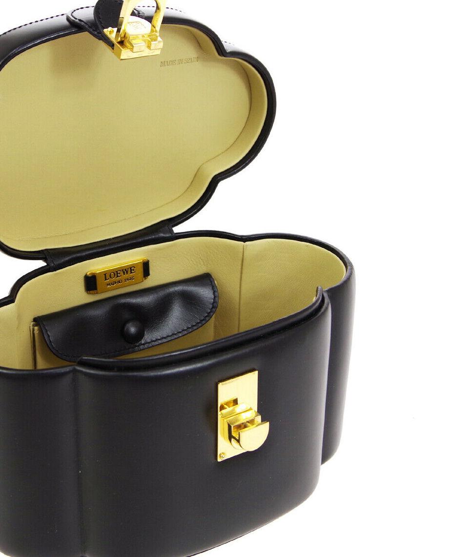 Loewe Black Leather Gold Mini Small Vanity Evening Top Handle Satchel Tote Bag 1
