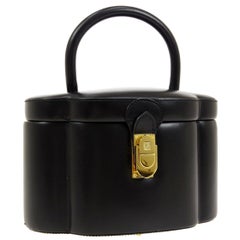 Loewe Black Leather Gold Mini Small Vanity Evening Top Handle Satchel Tote Bag