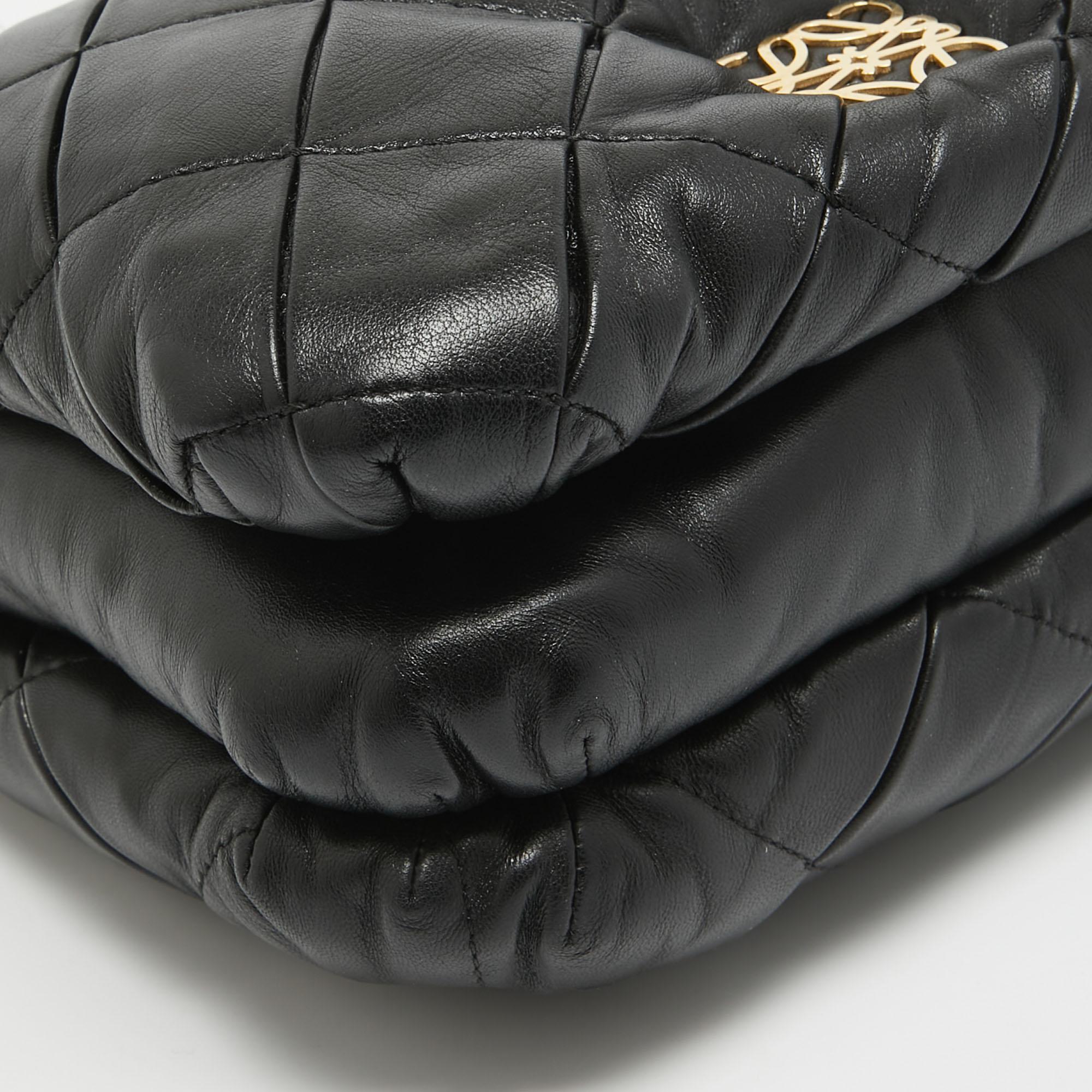 Loewe Black Leather Goya Puffer Shoulder Bag 6