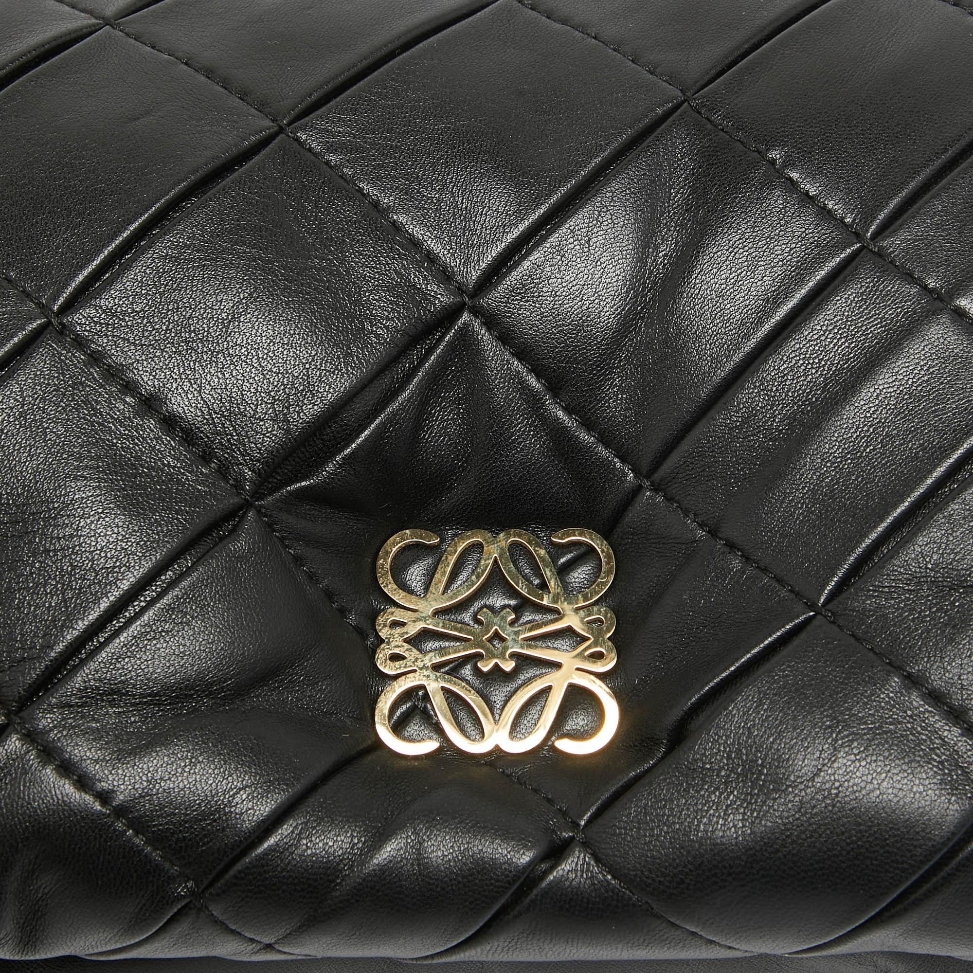 Loewe Black Leather Goya Puffer Shoulder Bag 1