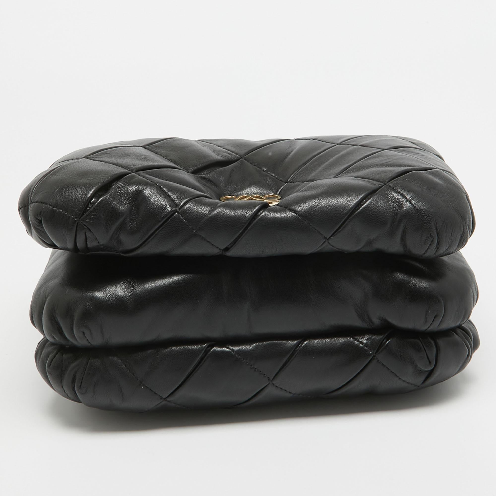 Loewe Black Leather Goya Puffer Shoulder Bag 2