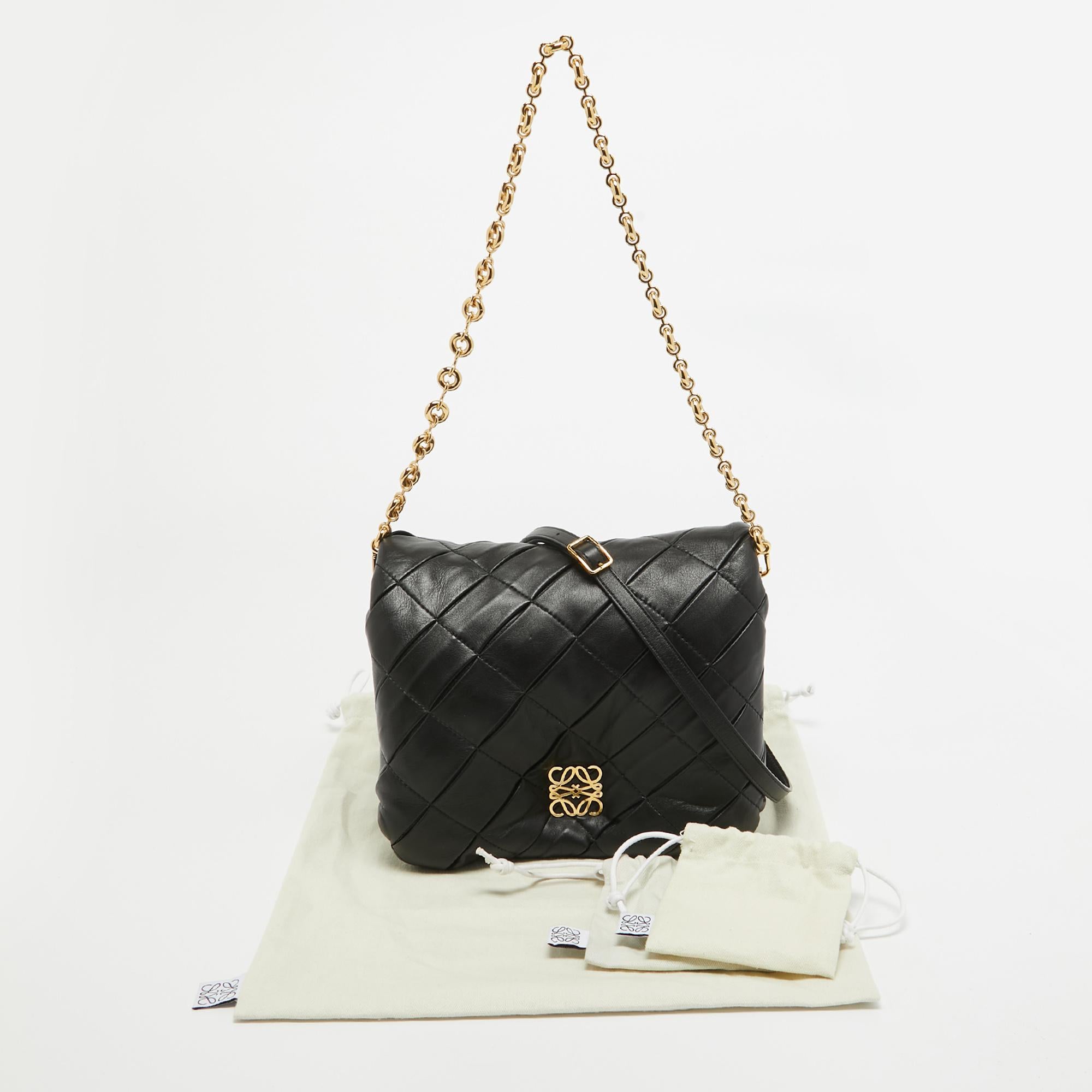 Loewe Black Leather Goya Puffer Shoulder Bag 5
