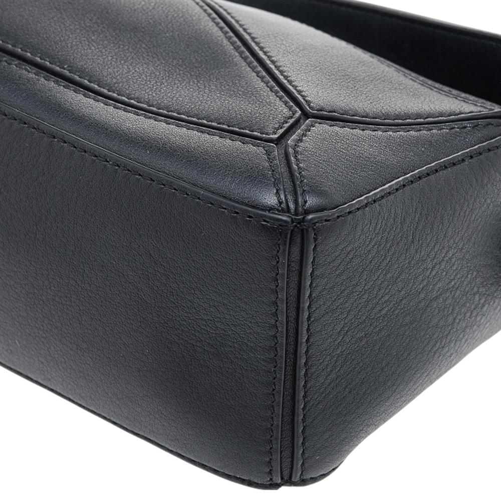 Women's Loewe Black Leather Mini Puzzle Shoulder Bag