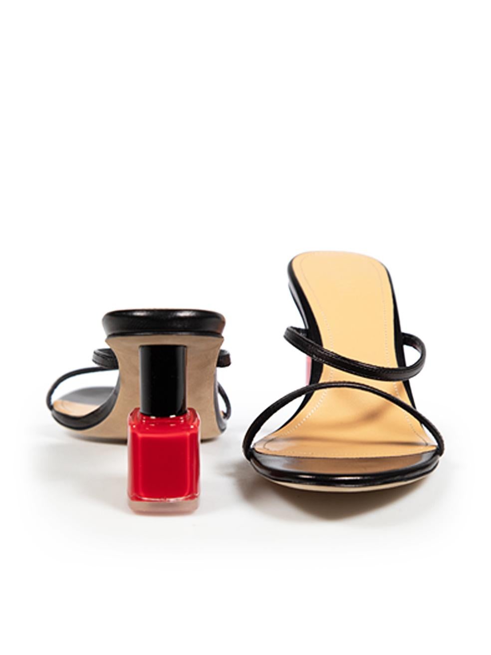 Brown Loewe Black Leather Nail Polish Heel Sandals Size IT 38