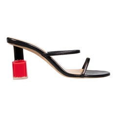 Loewe Sandales à talons en cuir noir à vernis à ongles Taille IT 38