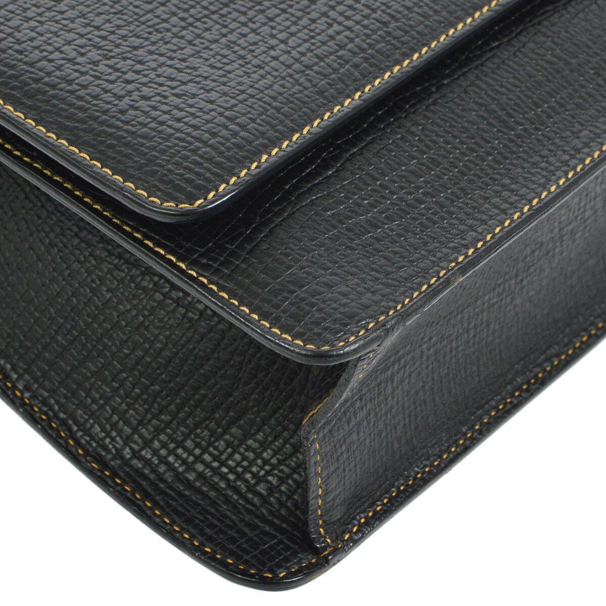 Women's Loewe Black Leather Slip Buckle Kelly Style Top Handle Satchel Shoulder Bag