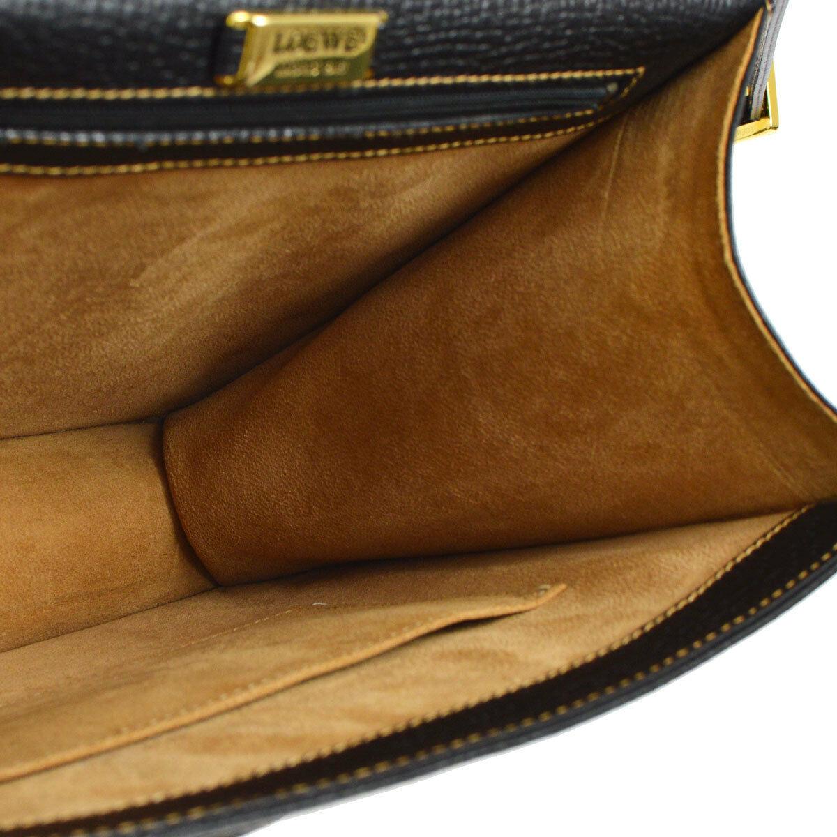 Loewe Black Leather Slip Buckle Kelly Style Top Handle Satchel Shoulder Bag 1