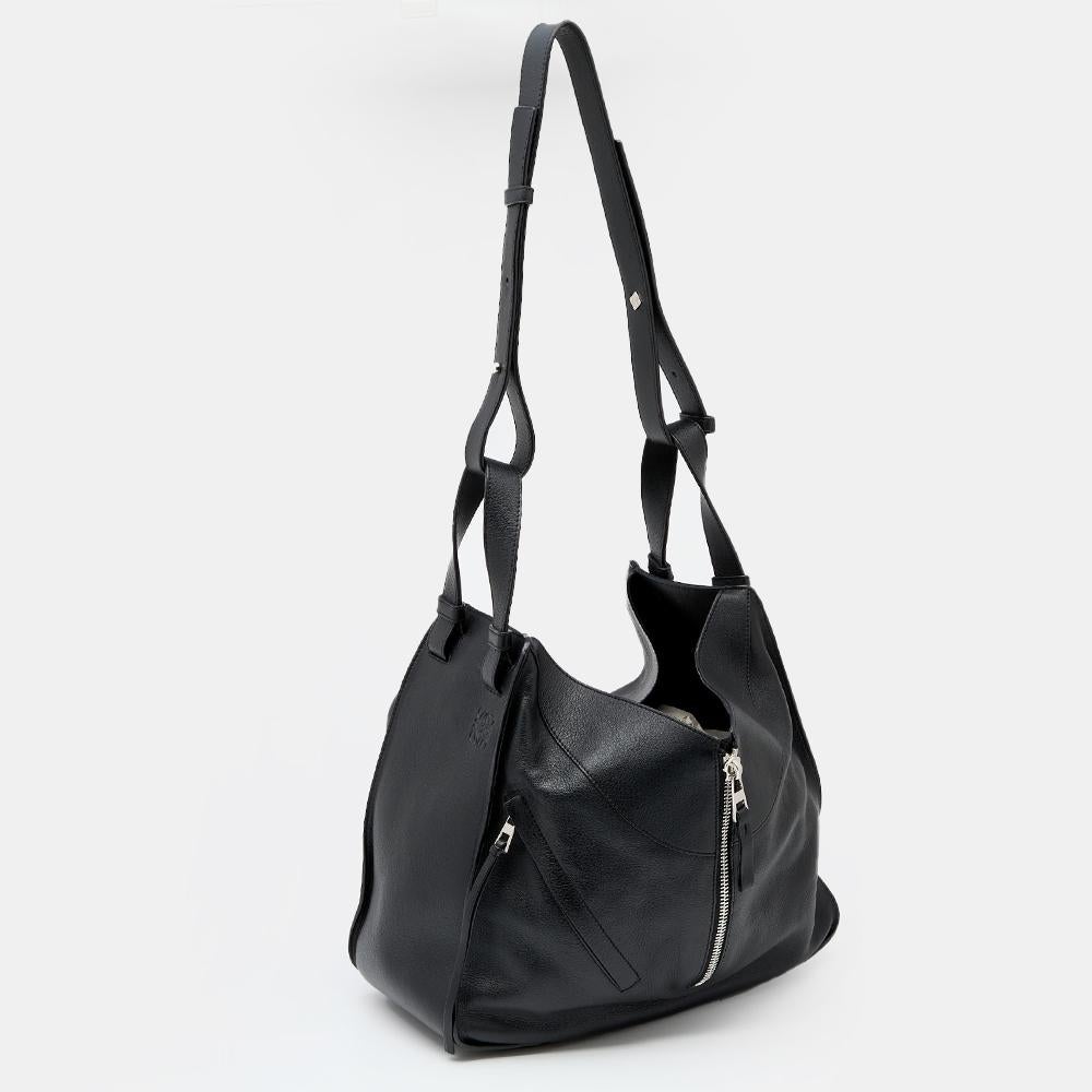 Women's Loewe Black Leather Small Hammock Shoulder Bag