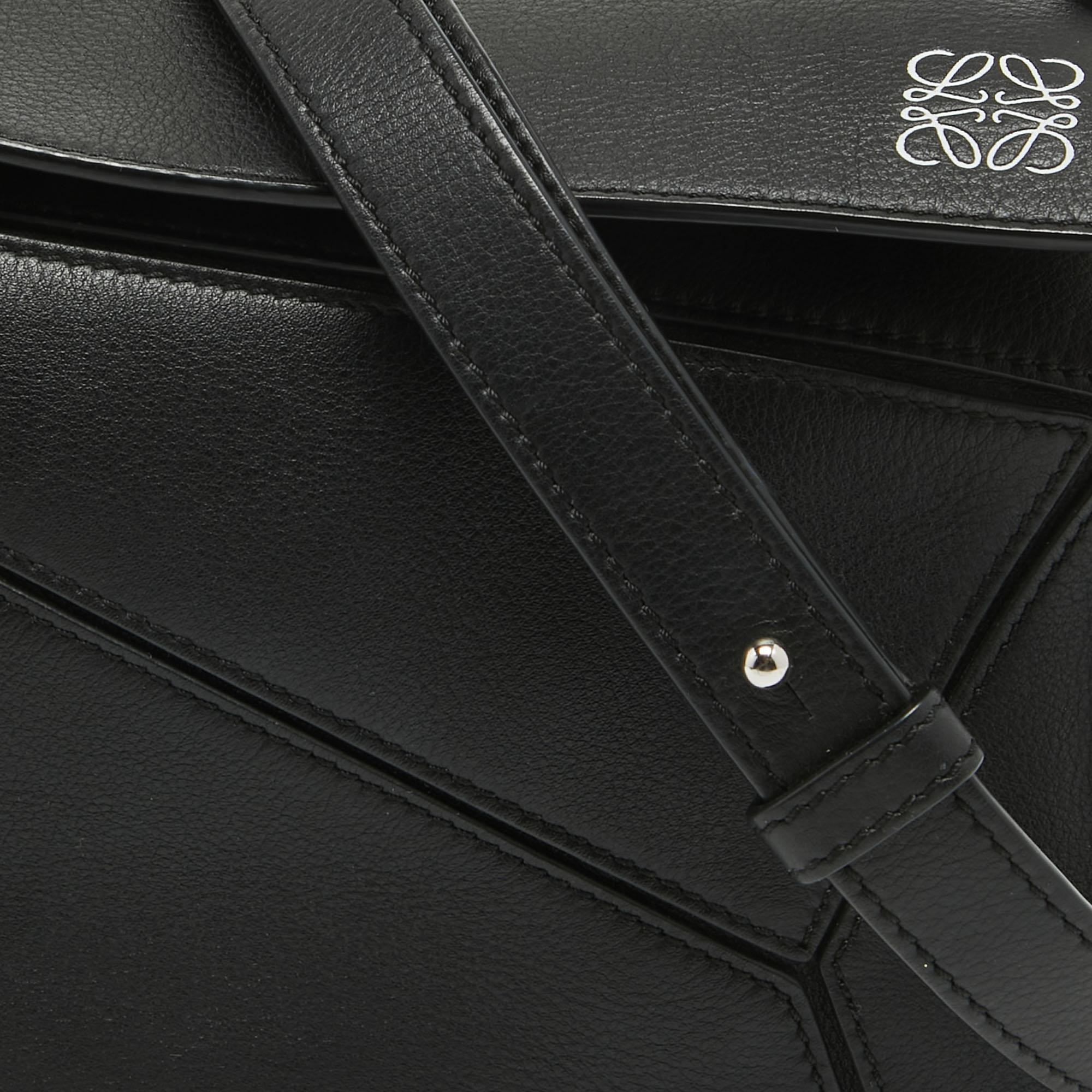 Loewe Black Leather Small Puzzle Shoulder Bag 1