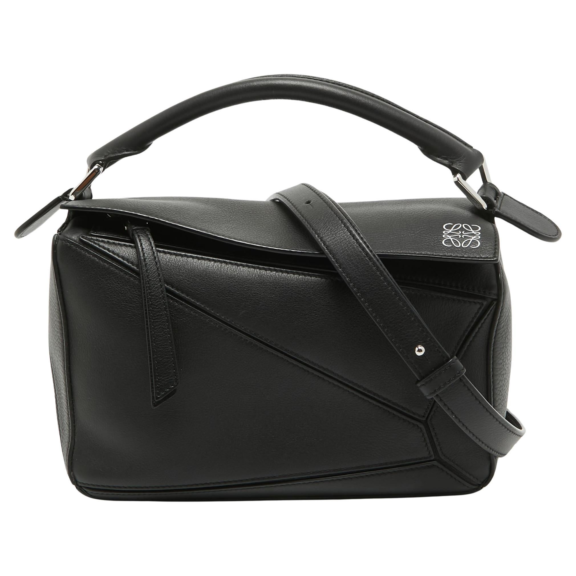 Loewe Black Leather Small Puzzle Shoulder Bag