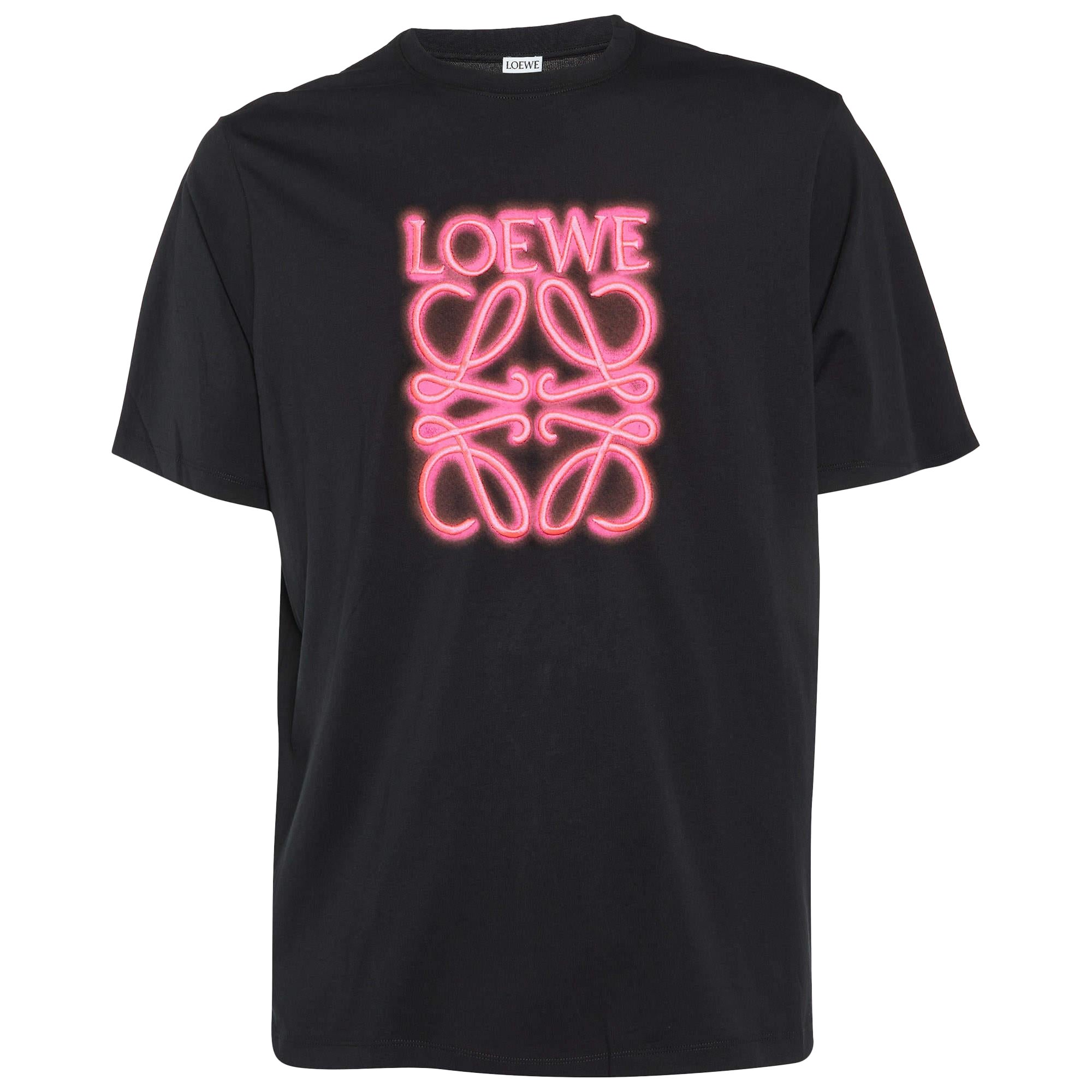 Loewe Black Neon Anagram Cotton Crew Neck T-Shirt L