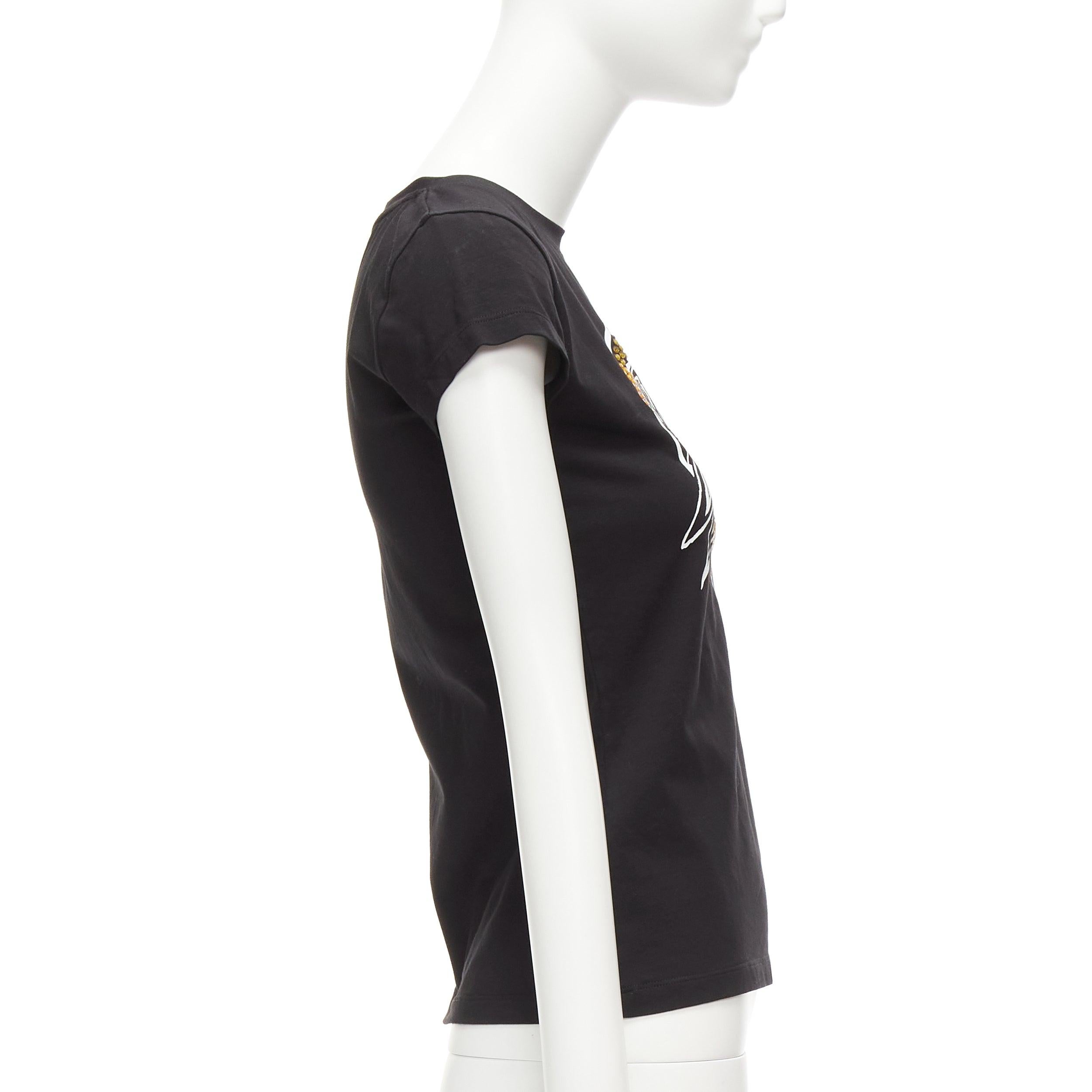 LOEWE black orange glass crystal red glitter logo cotton blend tshirt XS In Excellent Condition For Sale In Hong Kong, NT
