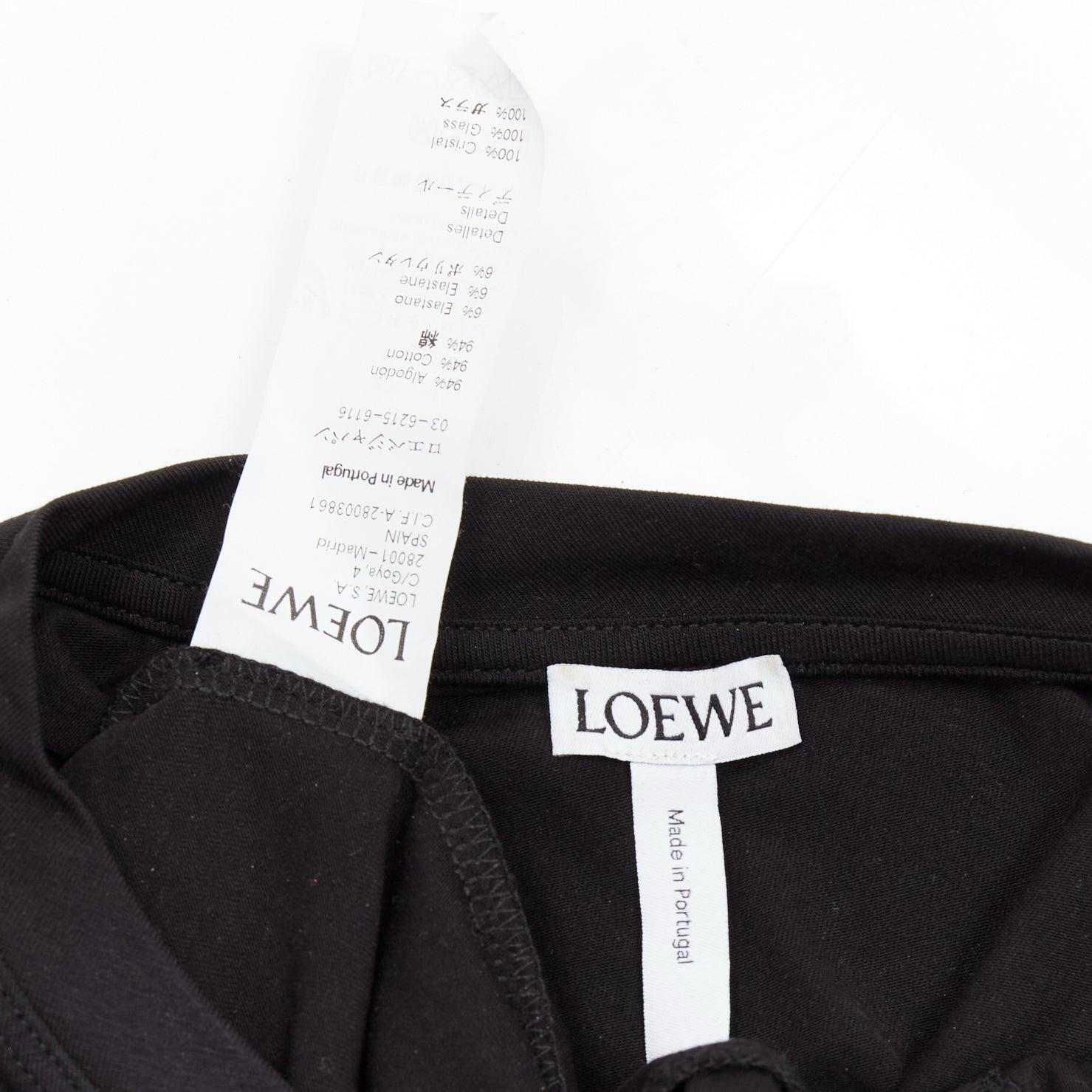 LOEWE tshirt en coton mélangé noir orange cristal rouge logo pailleté XS en vente 4