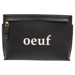 Loewe Black Print Leather Zip Clutch