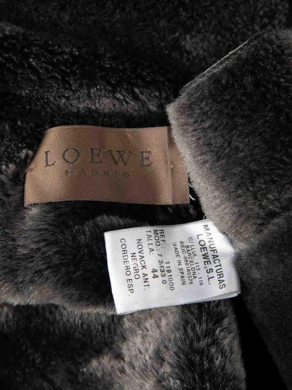Loewe Black Sheepskin Shearling Lined Vintage Coat & Hat Set Size XXL 1