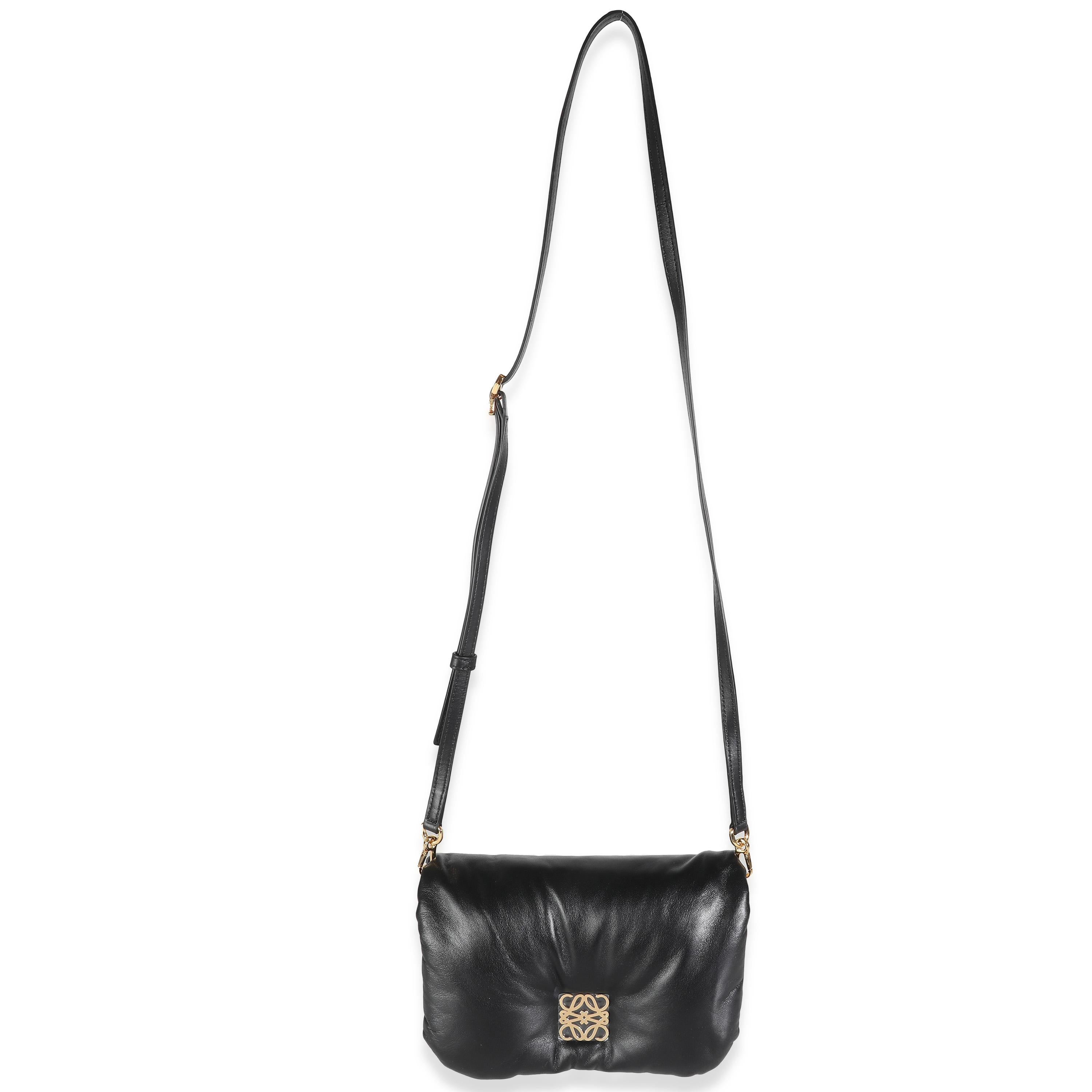 Loewe Black Shiny Nappa Lambskin Mini Puffer Goya For Sale 1