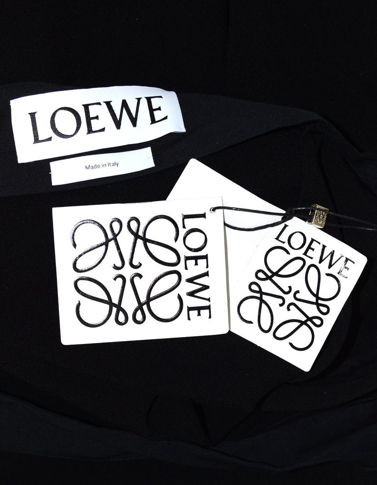 Loewe Black Silver Tassel Asymmetrical Fringe Crepe Midi Pencil Skirt