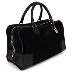 LOEWE black suede AMAZONA 36 Bag