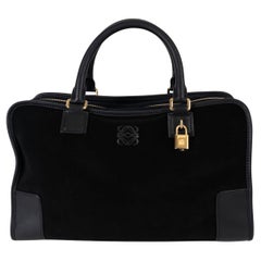 LOEWE black suede AMAZONA 36 Bag