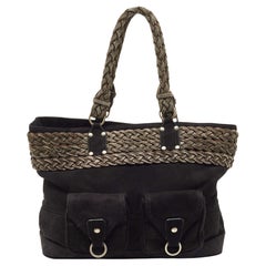 Loewe Black Suede Braided Chain Pocket Tote