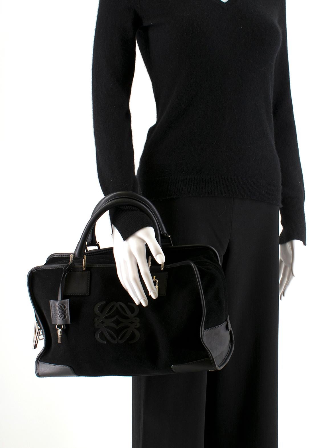 Women's Loewe Black Suede & Leather Amazona Tote Bag