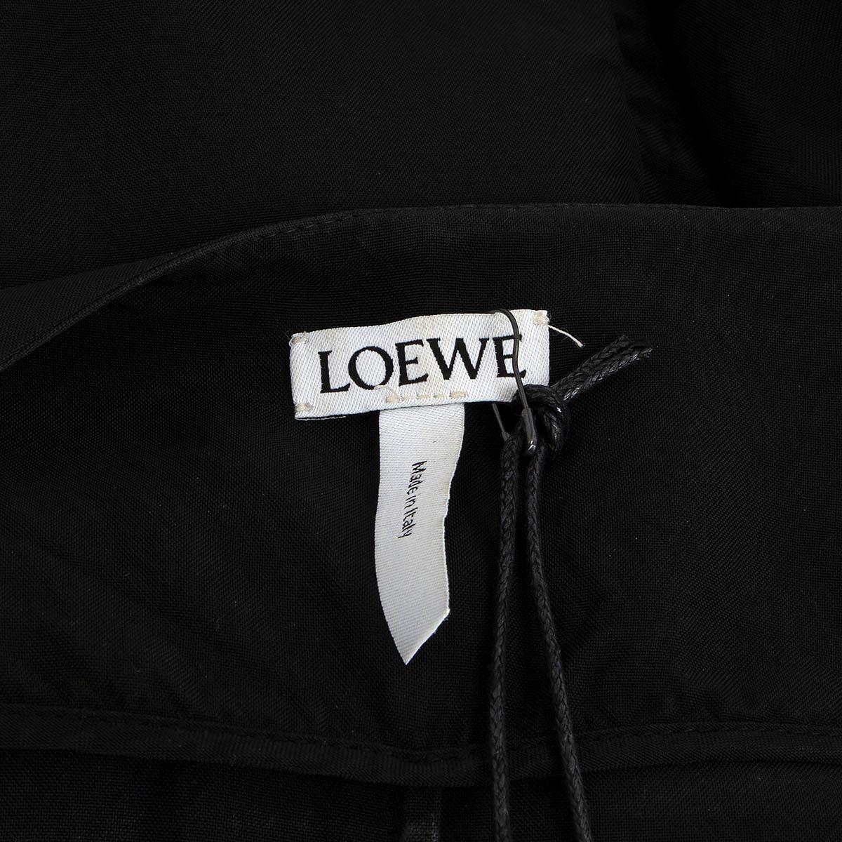 Black LOEWE black viscose LEATHER STRAP LONG SLEEVE WRAP Dress 40 M For Sale