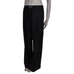 LOEWE black wool 2025 LOGO WAISTBAND STRAIGHT Pants L