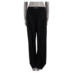 LOEWE - Pantaloni neri in lana 2025 con cintura a vita alta L.L.A.