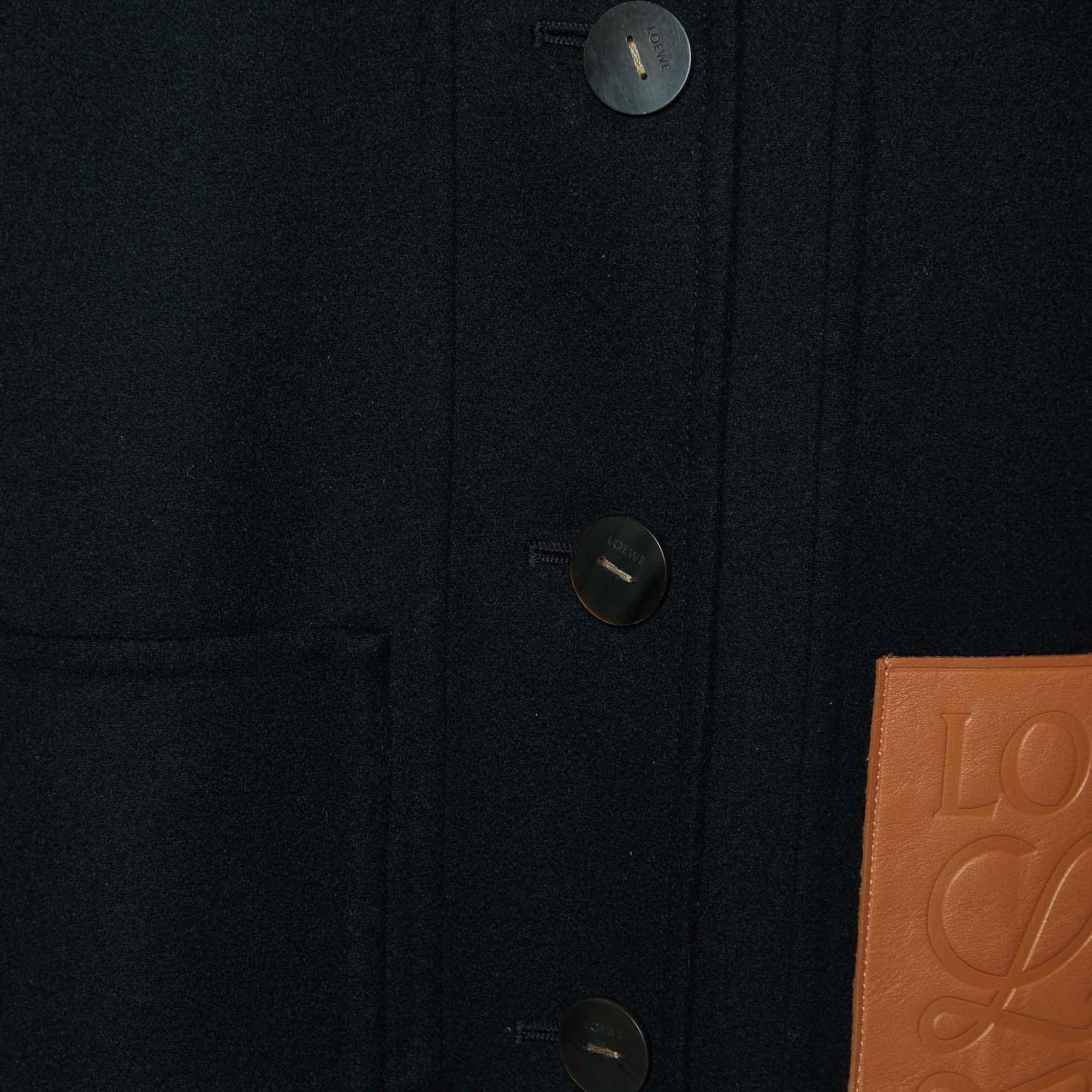 Loewe Black Wool Anagram Pocket Detail Button Front Jacket M In Good Condition In Dubai, Al Qouz 2