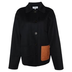 Loewe Black Wool Anagram Pocket Detail Button Front Jacket M