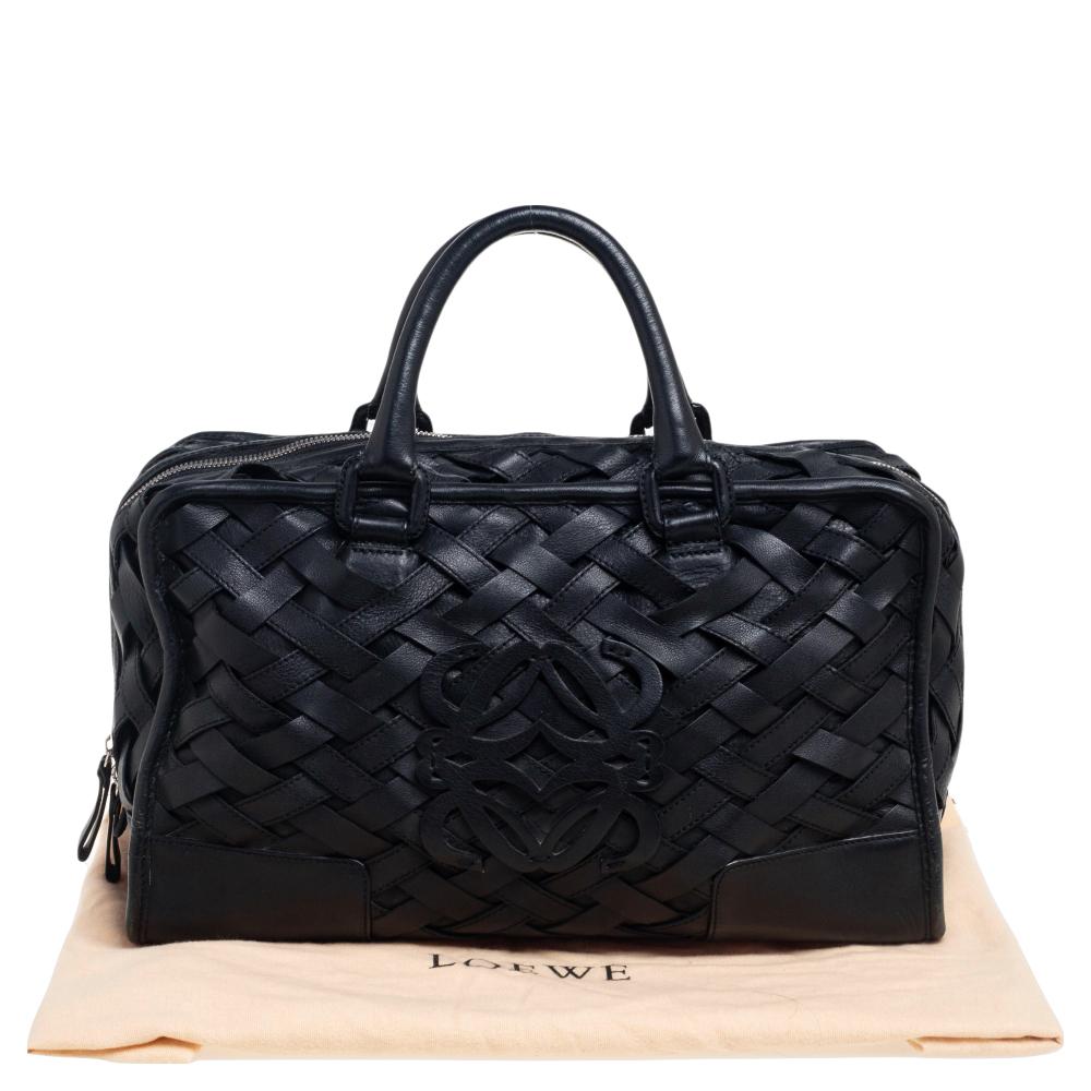 Women's Loewe Black Woven Leather Amazona Bag