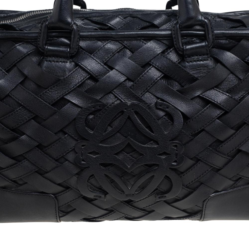 Loewe Black Woven Leather Amazona Bag 1