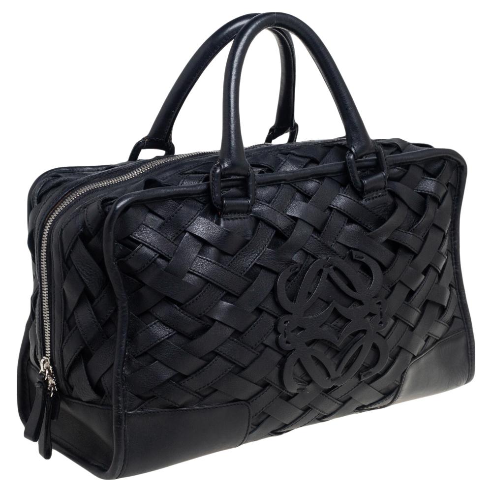 Loewe Black Woven Leather Amazona Bag 2