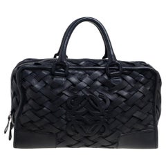 Loewe Black Woven Leather Amazona Bag